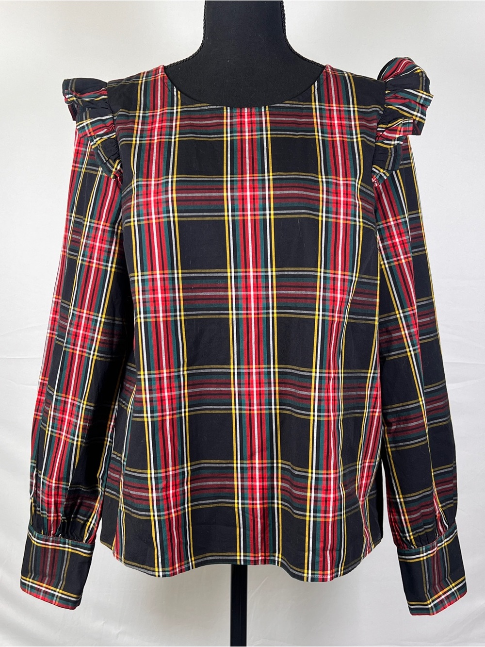 NWT J. Crew Poplin Plaid Blouse, Size Medium